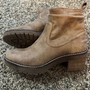 Buckle Tan Ankle Booties with Rustic Charm